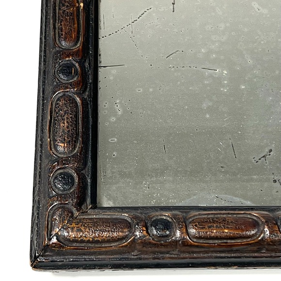 Antique Hand Carved Wood Framed Mirror Free Standing 7" x 10" Rustic Folk Art - Picture 6 of 12